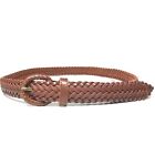 St Johns Bay Women's Belt Large Brown Leather Braided Casual Dress Jeans