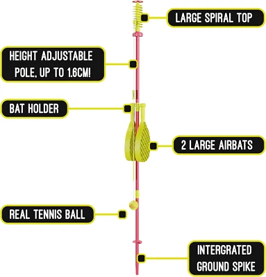 Swingball Classic Original Set | Red & Yellow | Real Tennis Ball & Bats - Image 1 of 4