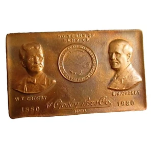 The Crosby Bros. Co. Topeka, Kansas embossed Copper "50 Years of Service" card - Picture 1 of 6