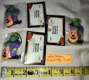 Adorno de monstruo artesanal de fibra miniatura de Halloween de colección Frankenstein Trío Nuevo de Lote Antiguo B - Imagen 1 de 5