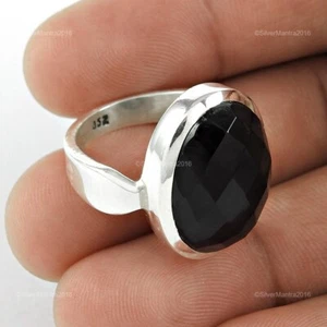 Natural Onix 925 Plata de Ley Amistad Día Bisel Cumpleaños Cóctel Nuevo Anillo - Imagen 1 de 6
