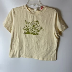 T-shirt Romwe donna junior manica corta crop top funghi nuova con etichetta grande - Foto 1 di 6