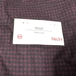 AG Adriano Goldschmied Tellis Modern Slim Maroon Gingham Print Men Pant 36 x 34 - Picture 1 of 12