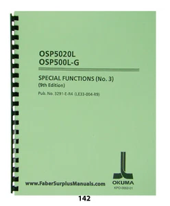 Okuma CNC OSP5020L/ OSP500L-G 9th Edition Special Functions #3 Manual *142 - Picture 1 of 9