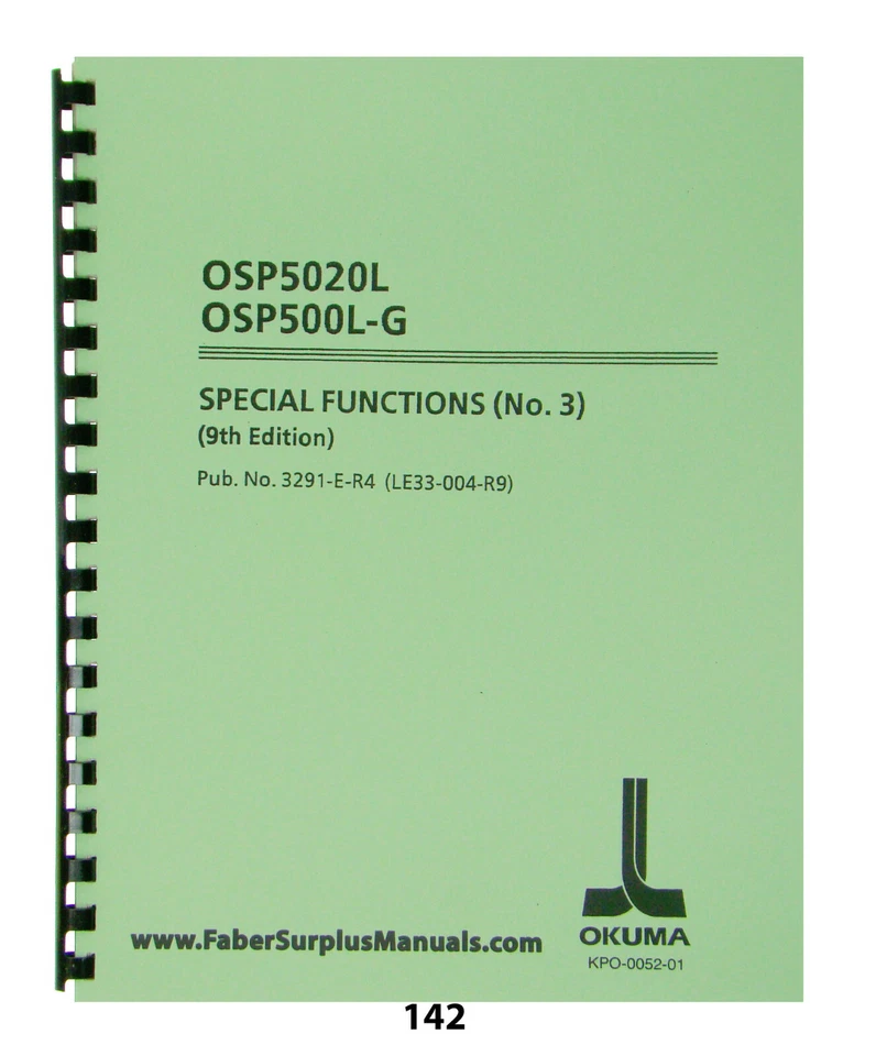 Okuma CNC  OSP5020L/ OSP500L-G 9th Edition Special Functions #3 Manual *142 - Image 1 of 4
