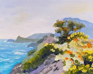 Stunning Oil Painting. Seascape. Original. Signed Impressionist Art. Flowers - Picture 1 of 3