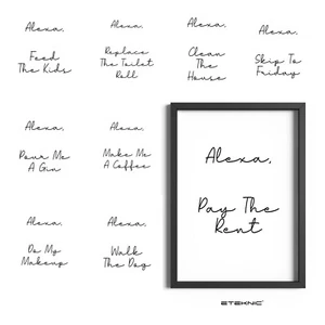 Alexa Quote Prints Funny Kitchen Wall Art Bedroom Decor Bathroom Posters Signs - Picture 1 of 20