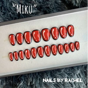 Press On Gel Fake Nails, Medium Oval, "Miku" [Cartoon Comic Pop] - Bild 1 von 4