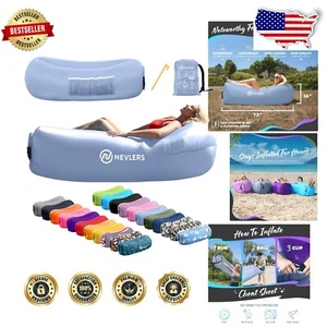 Versatile Periwinkle Inflatable Lounge Chair - 3 Pockets and Carry Bag Included - Picture 1 of 11
