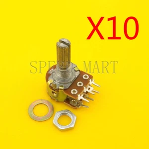 10PCS B2K Ohm Linear Taper Rotary Potentiometer Pot 15mm Shaft 6 Pins - Picture 1 of 2