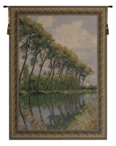 Tapiz tejido belga colgante de pared - Canal en molino de Flandes - Arte exótico escénico - Imagen 1 de 6