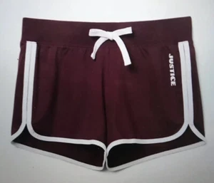 Justice Sport Size 10 Girls Colorblock Dolphin Shorts Maroon Nwt Logo - Picture 1 of 2
