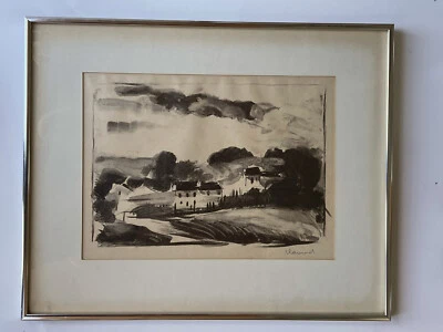 Морис де Вламинк «Vervielle, Les Peupliers» литография 1951 редкая подпись - Изображение 1 из 4