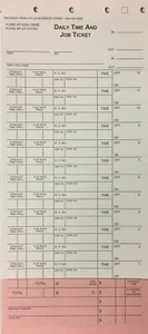 DAILY TIME & JOB TICKET - TIME IN & TIME OUT - 500 QTY (2 PACKS OF 250) (U7R) - Picture 1 of 3