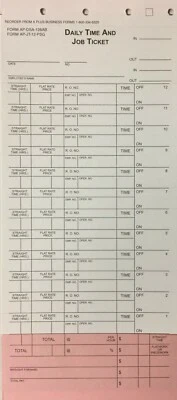 TIEMPO DIARIO Y TICKET DE TRABAJO - TIME IN & TIME OUT - 500 CANTIDADES (2 PAQUETES DE 250) (U7R) Foto 1 de 3