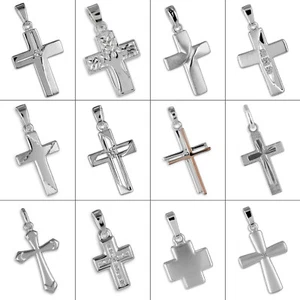 Kreuz Anhänger Kommunion Taufe Konfirmation - 925 Silber - auf Wunsch mit Kette - Bild 1 von 18