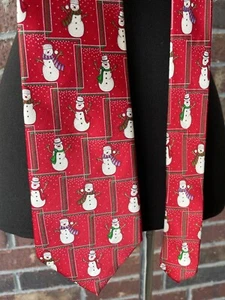 Red Silk Snowman Neck Tie - Picture 1 of 4