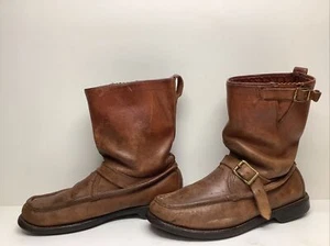 VTG MENS STAFFORDS MOCCASIN THOM GA ENGINEER BROWN BOOTS SIZE 8.5 D - Imagen 1 de 9