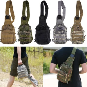 Molle Tactical Sling Chest Pack Shoulder Bag Outdoor Hiking Travel Men Backpack - Picture 1 of 15