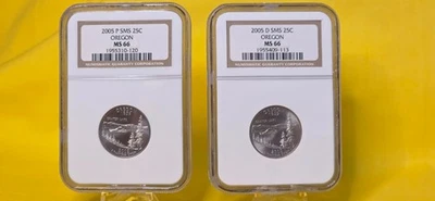 2005 P & D SMS 25C Philadelphia/Denver ~ OREGON  Statehood Quarter ~ NGC MS66 - Image 1 of 4
