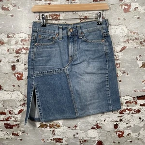 Levi's 690 04 Blue Denim Asymmetric Pocket Short Skirt Altered W26 XS - Picture 1 of 10