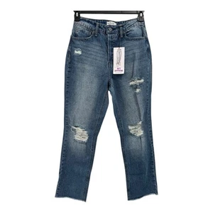 Jeans Vanilla Star donna 7 bottoni blu mosca anni 90 fidanzato effetto invecchiato gamba dritta - Foto 1 di 11