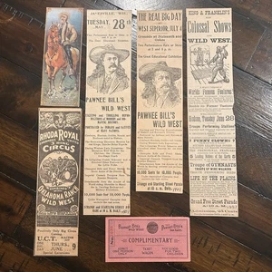 Vintage Buffalo Bill & Pawnee Wild West Ticket + 5 Anzeigen Lot 1897-1913 - Bild 1 von 13