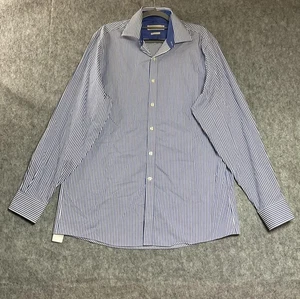 Michael Kors Shirt Mens 16 34/35 Blue White Striped Non Iron Button Up Dress - Picture 1 of 9