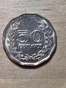 Colombia 50 centavos coin, 1970. KM# 244, nickel-clad-steel. Santander. - Picture 1 of 4
