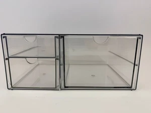 Organizador de Escritorio Transparente PET Caja de Almacenamiento Juego de 2 Nuevo - Imagen 1 de 11