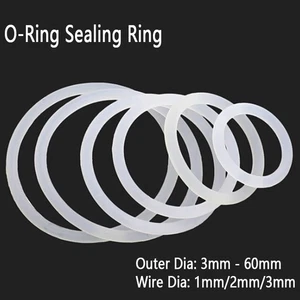 White Silicone Rubber O-ring Gasket Outer Diameter 3-60mm Steel Wire Dia 1-3mm - Picture 1 of 8