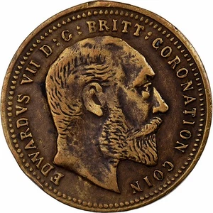 [#637304] Great Britain, Edward VII, Sovereign, 1902, Jeton Fantaisie, Bronze, E - Picture 1 of 2