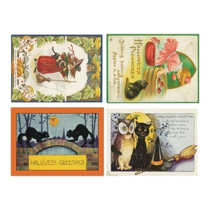12 Halloween Postcards Reproduction VTG Antique Junk Journal Ephemera Tags - Picture 1 of 3