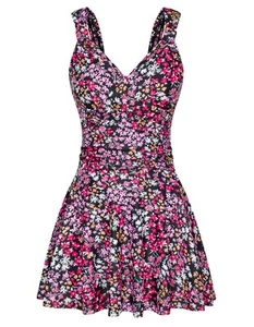 Women's One Piece Swimdress Swimsuits Tummy Control Bathing Suit V Neck Swims... - Picture 1 of 5