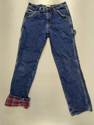 CE Schmidt Workwear Flannel Lined Carpenter Work Jeans 32x34 Dark Wash Blue Mens - Image 1 of 4