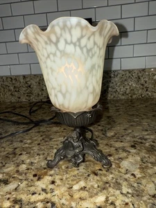 Vintage Pink & White Frosted Shade Lamp With Drum Playing Angel Andrea By Sadek - Picture 1 of 5