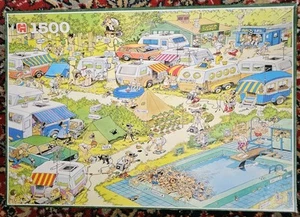Jumbo CAMPING CHAOS 1500 Piece Jigsaw Puzzle by Jan Van Haasteren Complete -GT37 - Picture 1 of 11