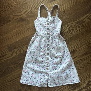 Cat & Jack Pink & Purple Floral Sleeveless Button Front Pocket Dress Size 4/5 - Picture 1 of 9