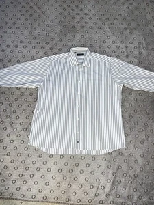 David Donahue Dress Long Sleeve Button Down Shirt Regular 18 (34/35)White/Black - Picture 1 of 12