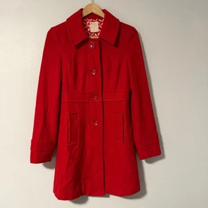 Tulle Anthropologie Damen Pea Coat Wollmischung Knopfleiste Rot M - Bild 1 von 13