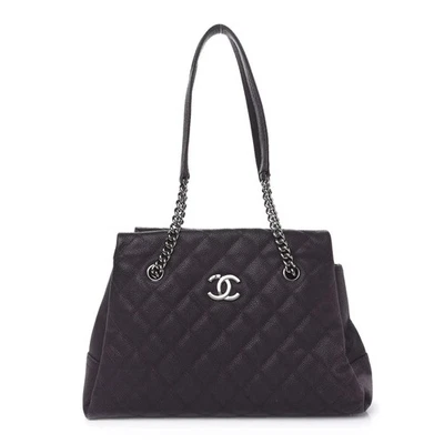 Chanel Caviar Leather Lady Pearly Tote Plum Shopping Shopper Shoulder Bag - Image 1 of 4