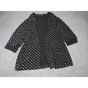 Vikki Vi Cardigan Plus Size 3X Black White Polka Dot Open Front 3/4 Sleeve - Picture 1 of 10