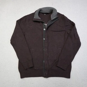 Banana Republic Pullover Herren Large braun durchgehender Reißverschluss Knopf Stehkragen Wollmischung - Bild 1 von 12