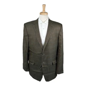 Ermengildo Zegna Recent Melange Brown Blue Checked Trofeo Wool Silk Blazer 44R - Picture 1 of 8