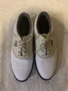 FootJoy Comfort 98571 Herren Größe 7M Golfschuhe weiß/hellbraun Saddle. EUC. - Bild 1 von 6