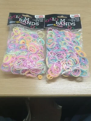 LOOM BANDS 1200 bandas de telar - BRILLAN EN LA OSCURIDAD - 2 ganchos de anudación y 48 clips S SOLO £4,49