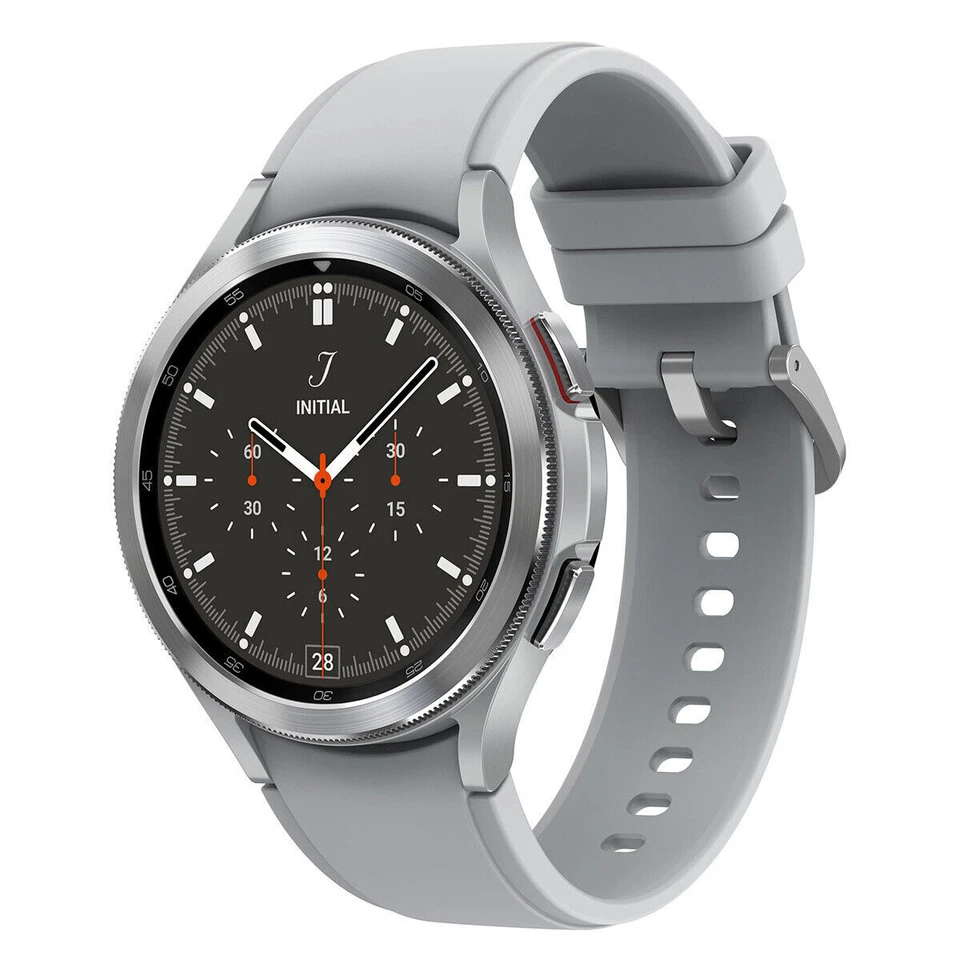 Samsung Galaxy Watch4 Classic SM-R890 46mm Stainless Steel Case with Ridge-Sport Band - Silver (Bluetooth) (SM-R890NZSAXAA)