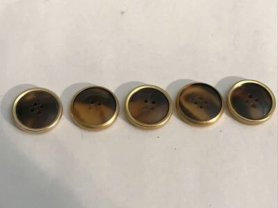 Lot Of (5) Round Flat Brass Tortoiseshell Button Blazer Suits Coat Jacket A23-24 - Image 1 of 4