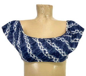 Victoria's Secret Blue White Bikini TOP S Small Bathing Swimsuit Padded Tie Dye - Picture 1 of 6