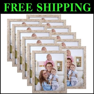 Multi-Functional Rustic 8x10 Frame Set of 12 for a Beautiful Wall Gallery - Picture 1 of 11